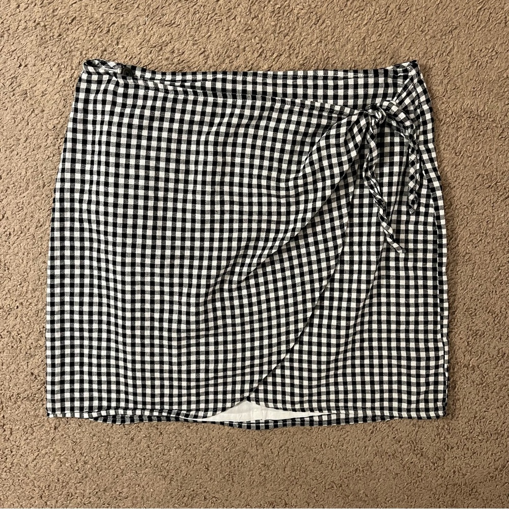 Madewell Gingham Wrap Mini Skirt
